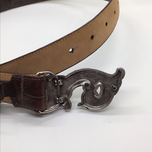 Vintage Brighton Brown Croc Finish Belt - Picture 3 of 8
